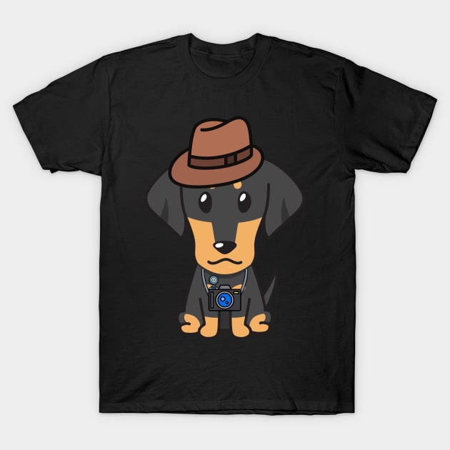 Funny dachshund is holding a camera T-Shirt by Pet Station